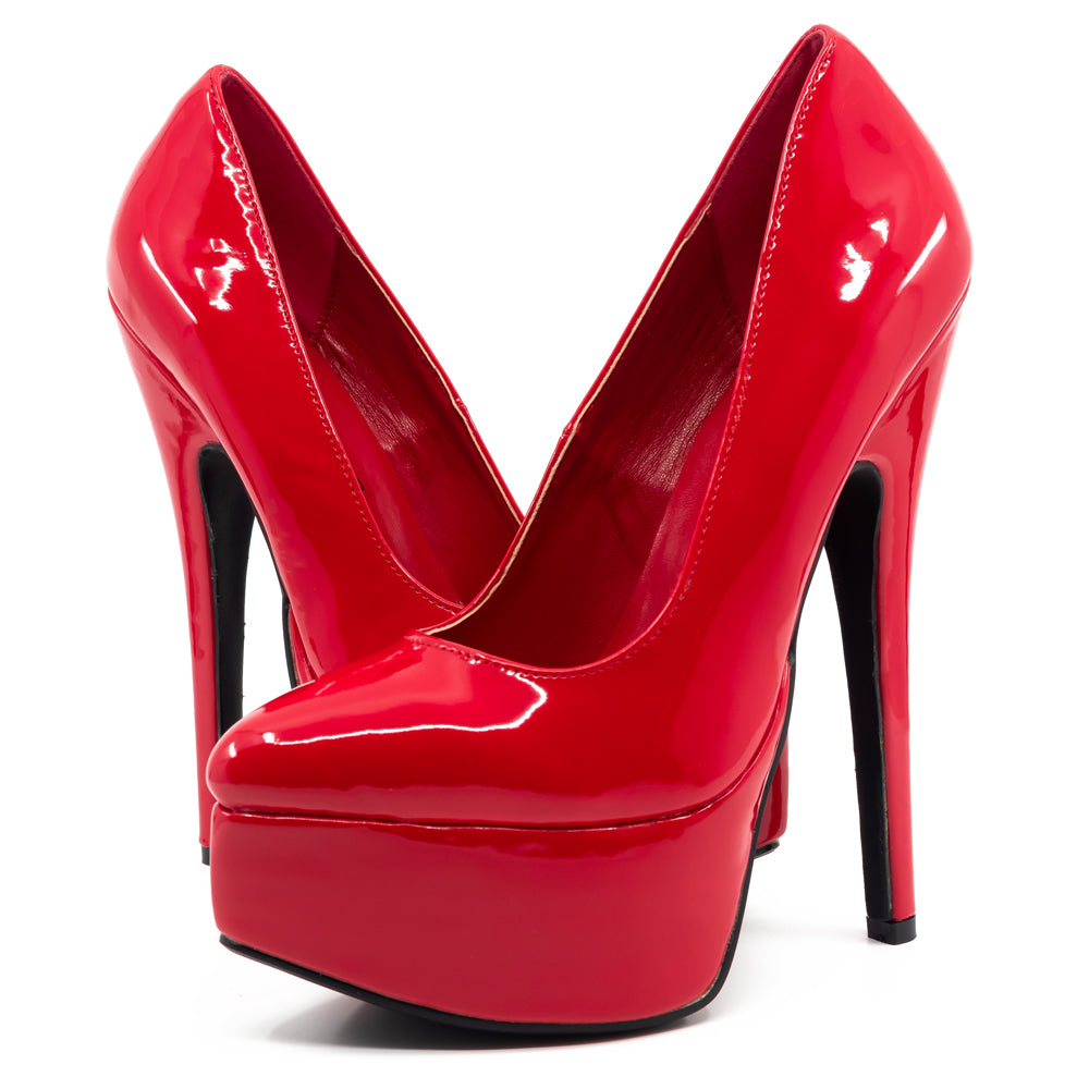 Ellie Shoes Prince 6.5 Inch Stiletto Heels Red Patent Leather Platform Pumps for Women - Perfect for Parties, Date Nights & Formal Events