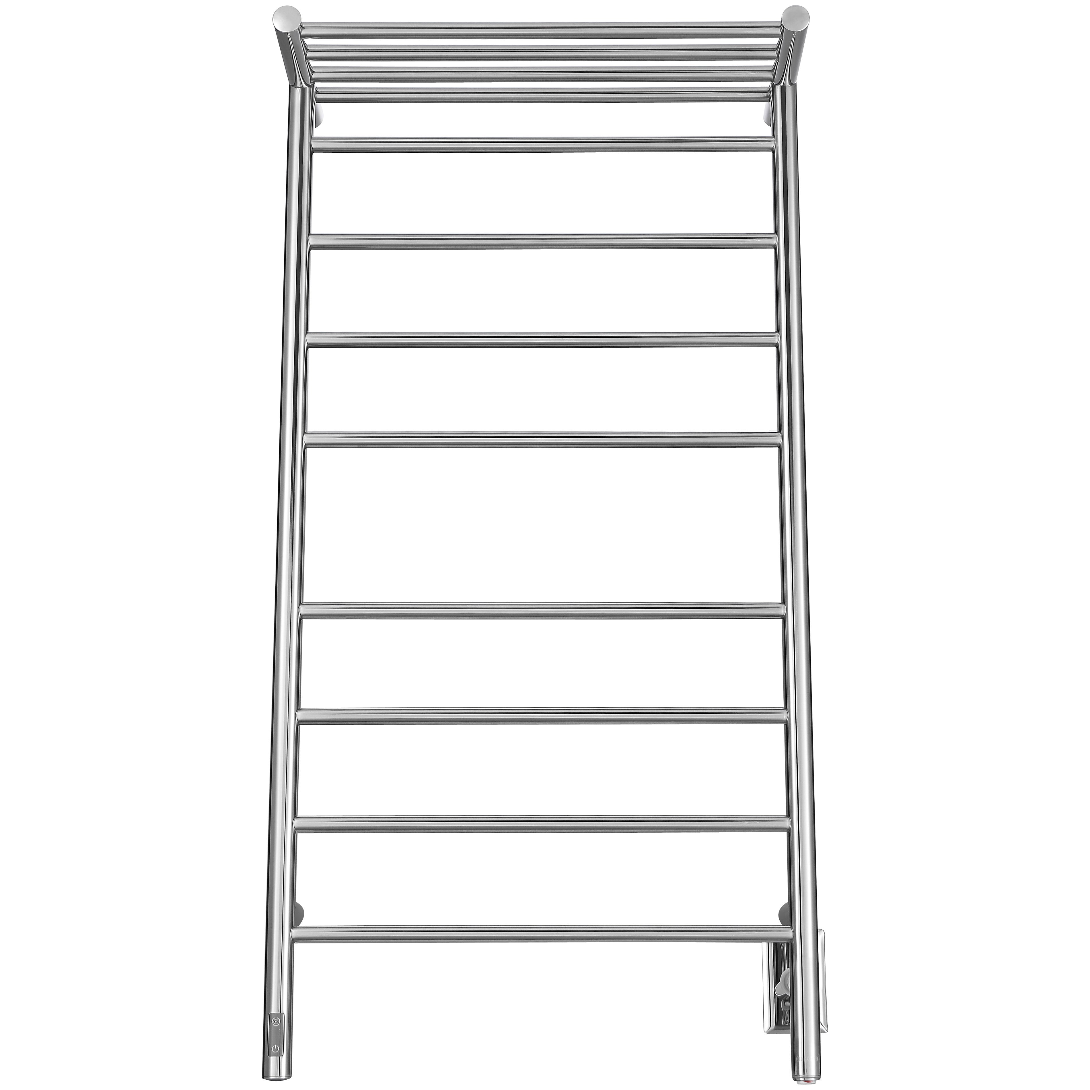 Piazzo OBT 8 Bar Dual Wall Mount Towel Warmer with Integrated Timer - Polished Stainless Steel Bathroom Heater for Spa, Hotel & Luxury Home Use