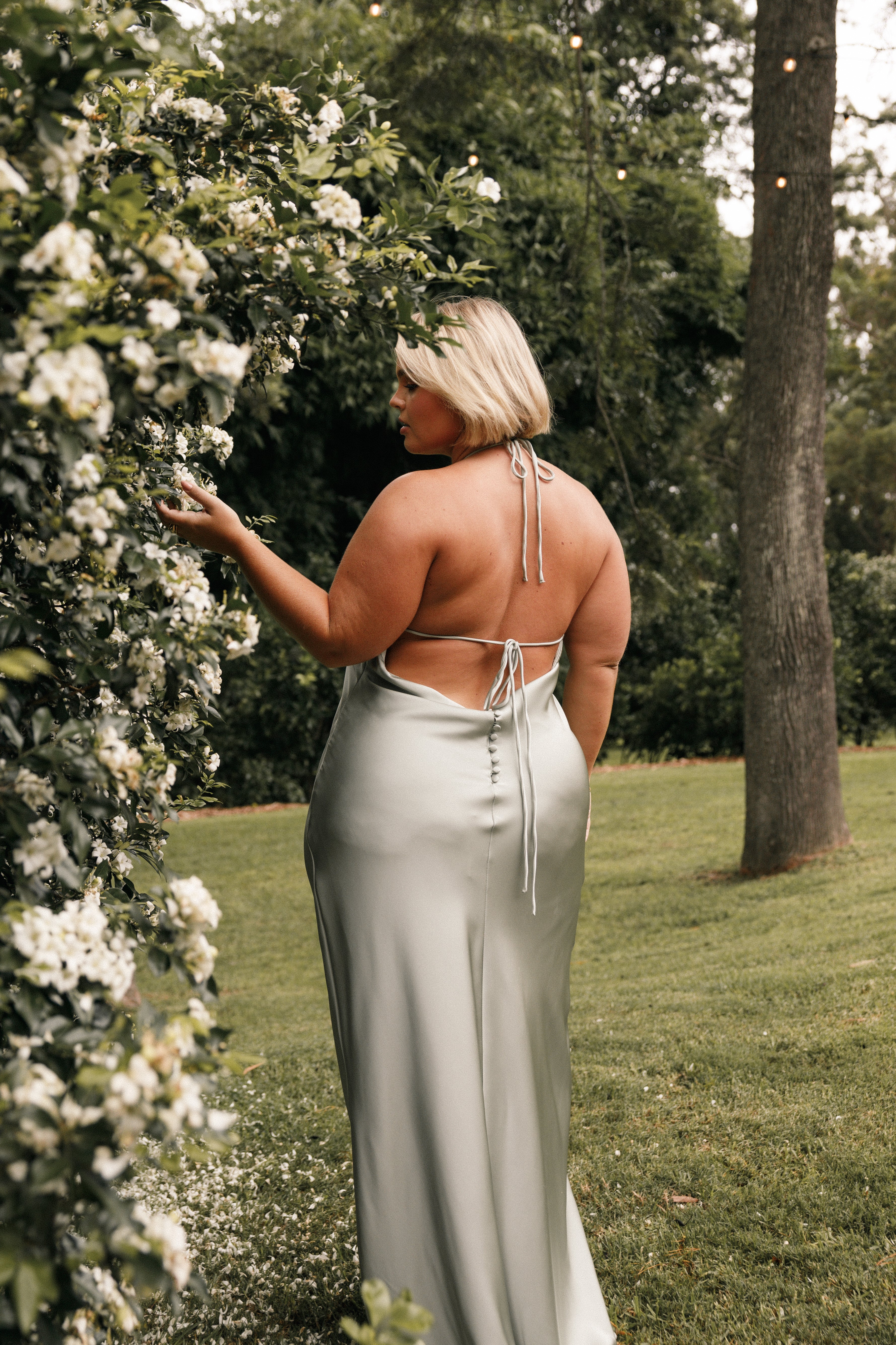 Hadley Halterneck Maxi Dress for Women - Flowy Long Summer Dress in Sage Green | Beach Wedding, Vacation, Boho Chic Outfit