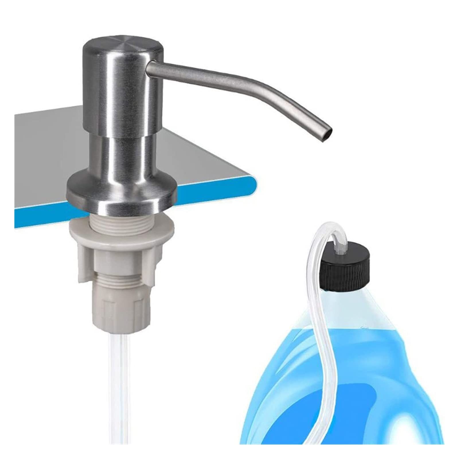 Stainless Steel Wall Mounted Soap Dispenser with Extension Tube - Black Nickel Finish for Kitchen, Bathroom & Sink | 1 Set Liquid Soap & Lotion Pump for Easy Hand Washing