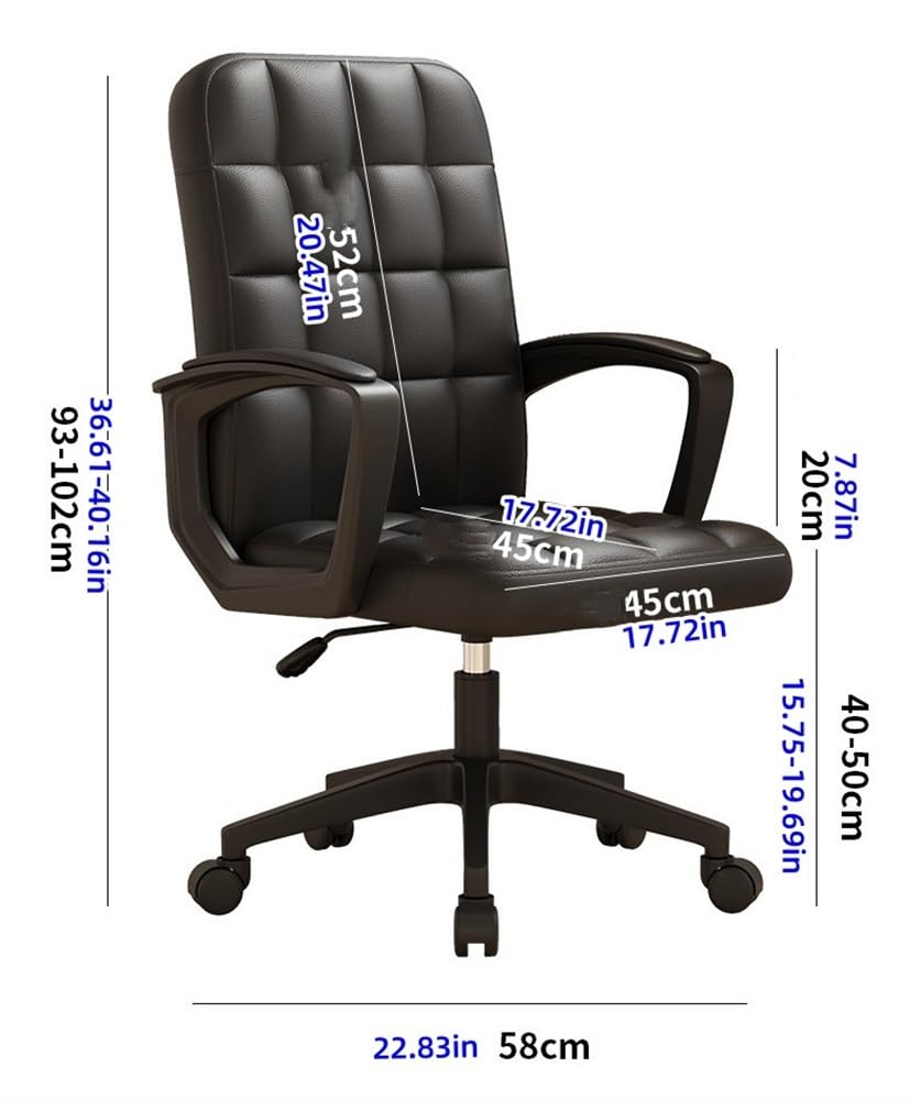 Ergonomic Swivel Executive Office Chair with Adjustable Armrests - Mid Back PU Leather Computer Desk Chair - 360° Rotating Gaming & Work Chair for Home Office - Comfortable Task Chair for Long Hours (White) - Perfect for Home Office, Gaming Setup & Conference Rooms
