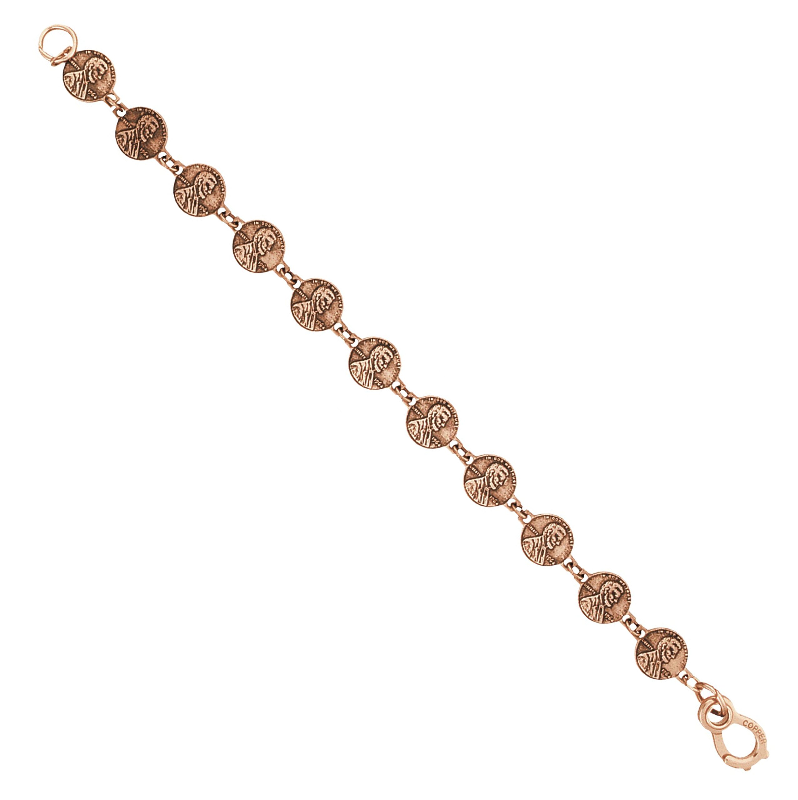 8 Inch Copper Small Penny Link Bracelet for Women - Vintage Style Adjustable Cuff Bangle - Perfect for Casual Wear, Boho Fashion & Everyday Jewelry