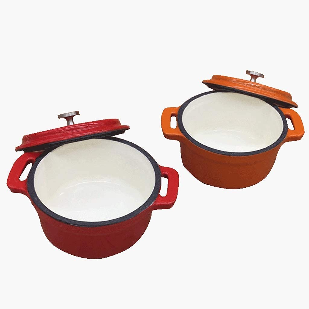 Premium 2-Piece Cast Iron Enamel Pot Set - Thickened Dutch Oven for Cooking, Baking & Serving - Perfect for Soups, Stews, Braising & Family Dinners