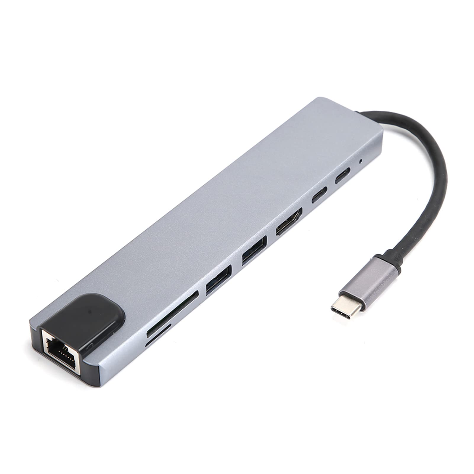 Bediffer USB C to Ethernet Adapter with USB 3.0 Hub - Grey - Compatible with MacBook Pro & Laptops - Perfect for Office Work, Gaming & Online Meetings