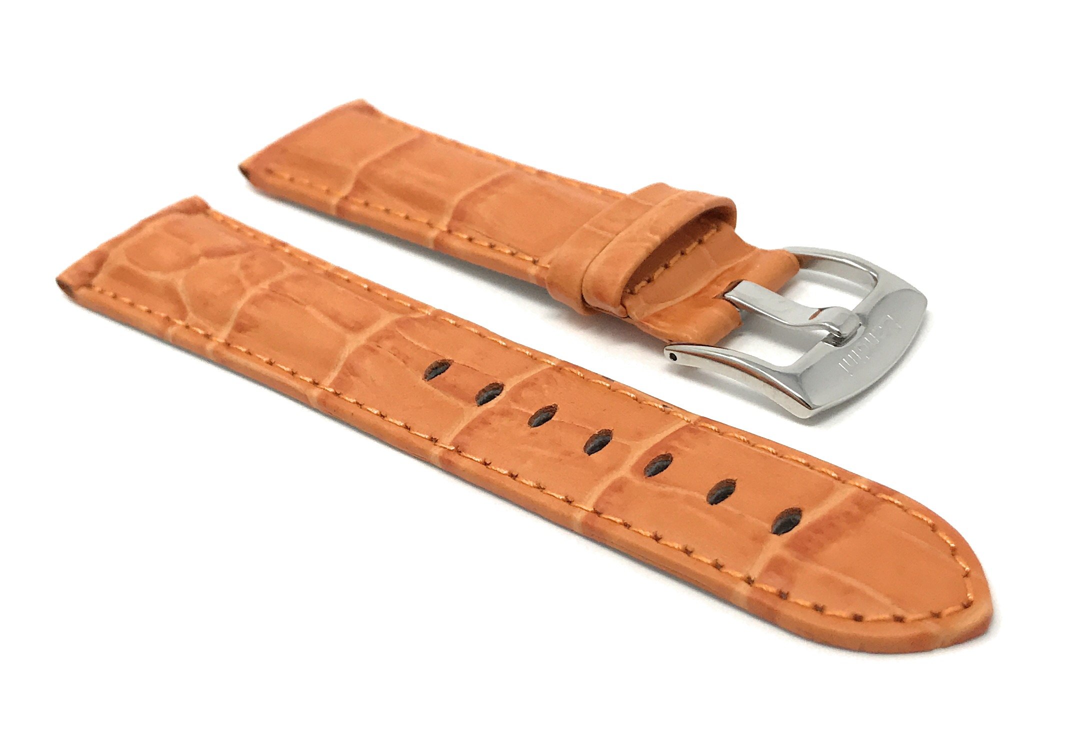 20mm Men's Alligator Leather Watch Band - Orange Strap for Classic & Smart Watches - Casual & Office Wear