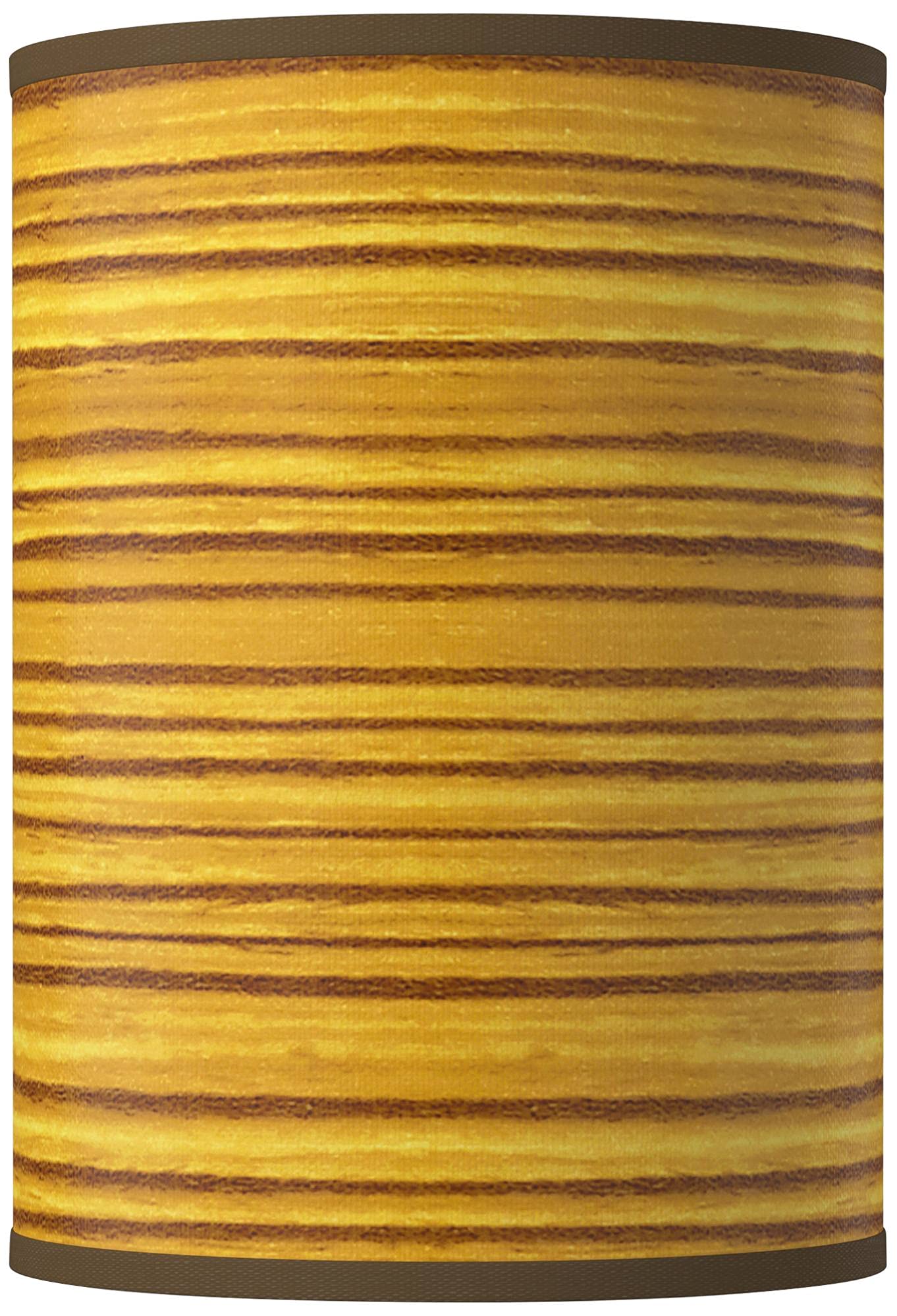 8x8x11 Inch Small Cylinder Hardback Giclee Print Lamp Shade in Tawny Zebrawood Yellow Brown - Spider Fit with Replacement Harp & Finial - Giclee Glow Lighting for Bedroom, Living Room & Office Decor
