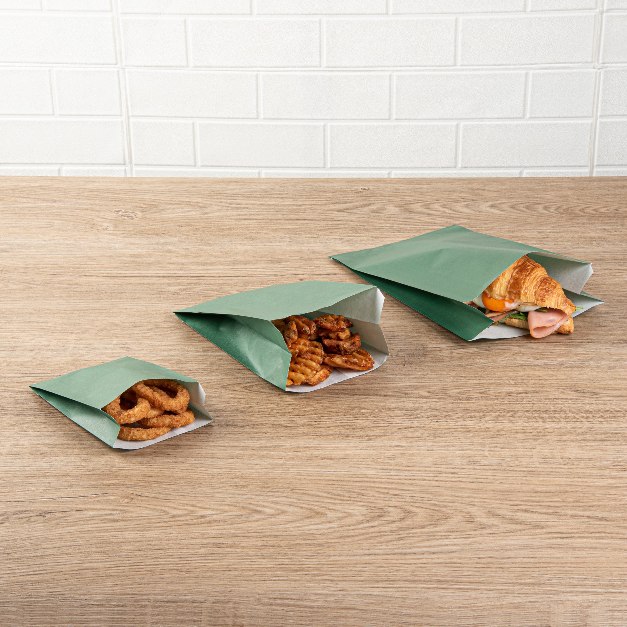 Eco-Friendly Forest Green French Fry & Snack Bags - 7x3x11 Inches, 100 Count Bulk Pack - Perfect for Fast Food, Movie Nights & Party Snacks