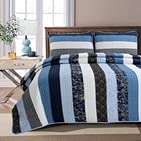Serene Feeling 3-Piece Reversible Quilt Set - 100% Cotton Full/Queen Size Bedding for Cozy Bedroom Decor | Perfect for Master Bedrooms, Guest Rooms & Dorm Comfort