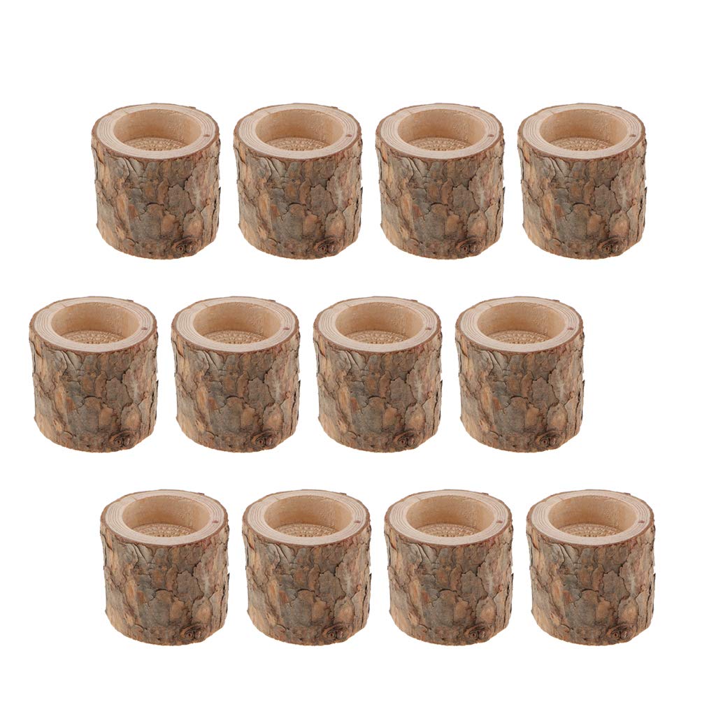 MagiDeal 12pcs 5cm Natural Wooden Candle Holders - Mini Tree Stump Tea Light Holders for Romantic Dinner, Wedding Centerpiece, Rustic Home Decor & Party Decorations