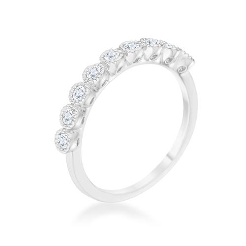 0.27ct Cubic Zirconia Rhodium Plated Delicate Wedding Band Ring - Perfect for Engagement, Anniversary & Everyday Elegant Jewelry Gift