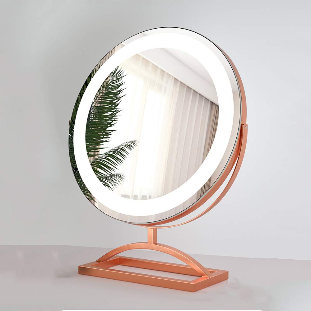 Modern LED Makeup Mirror with Light - Adjustable Desktop Vanity Mirror with Charging Port, 10X Magnification (Gold, White, Black, Rose Gold) 30x39cm, 40x49.2cm, 50x60cm - Perfect for Home Beauty Routine, Professional Makeup Application & Dressing Table Decor