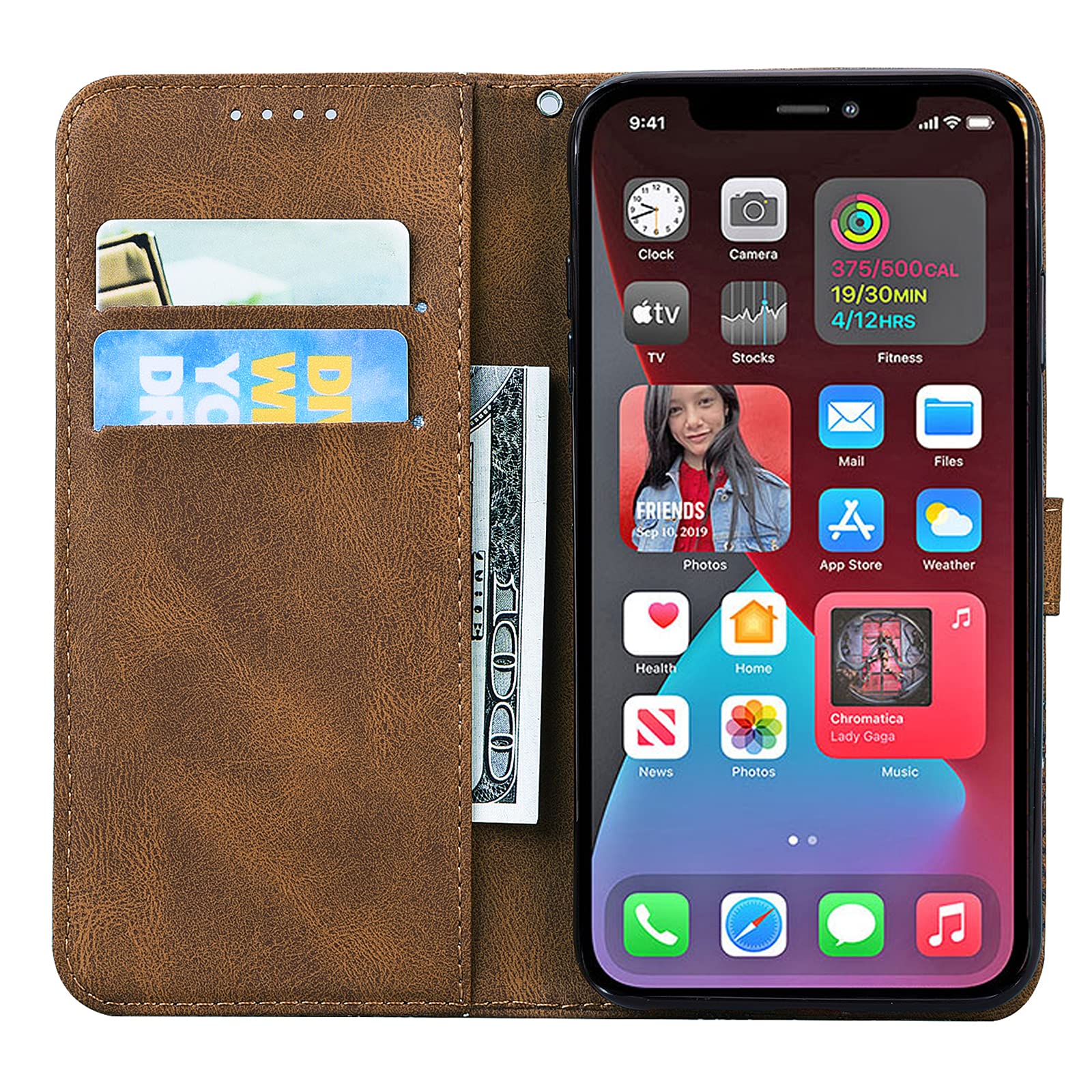 Vintage Embossed Butterfly Leather Wallet Case for iPhone 12 Pro Max - PU Leather Book Style Shockproof Cover (Brown CY3) | Perfect for Daily Use, Travel & Business Protection