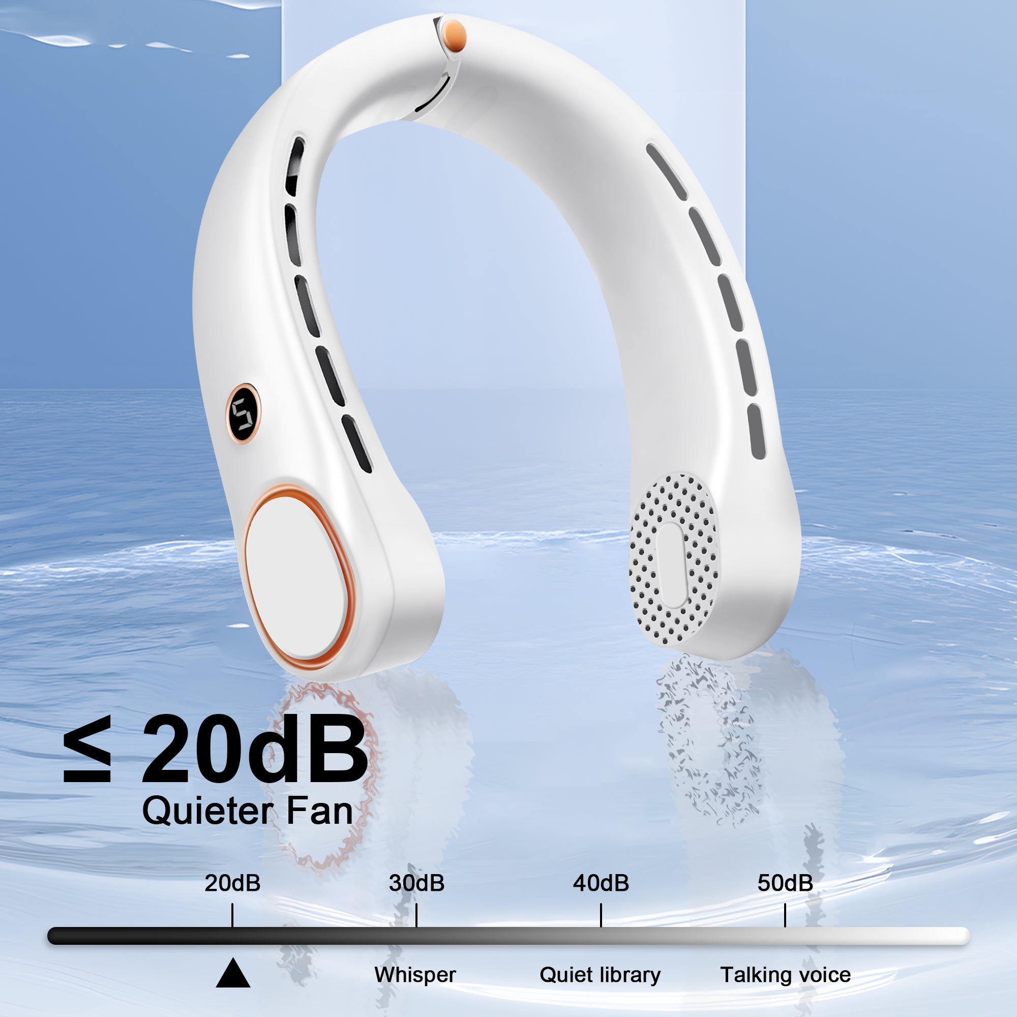 Rechargeable 360° Cooling Neck Fan with 3 Speed Settings - Portable Bladeless Personal Fan for Office, Travel & Outdoor Activities - Foldable Design & LED Display - Perfect Gift for Work & Home Use