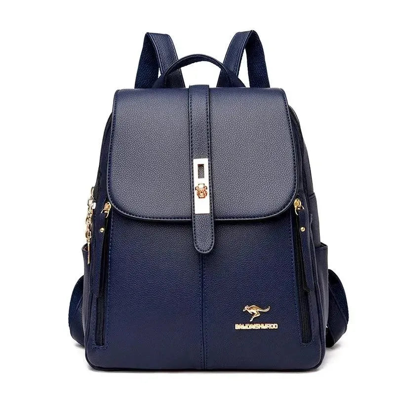 Vintage Style Luxury Leather Women's Backpack - Fashionable Travel & Work Bag for Everyday Use