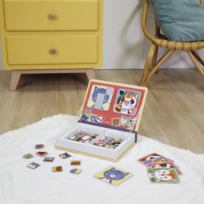 Janod Magnetibook Mix & Match - Magnetic Puzzle Game for Kids | Educational Toy for Learning & Creativity | Perfect for Travel, Home & Classroom Play