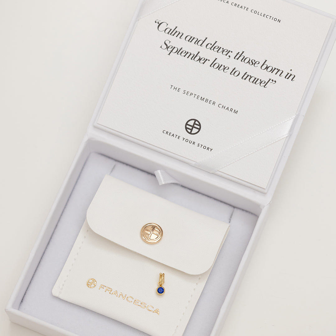 September Aura Birthstone Charm - Genuine Sapphire Jewelry for Birthdays & Special Occasions | Perfect Gift for September Babies, Anniversaries, and Zodiac Gifts