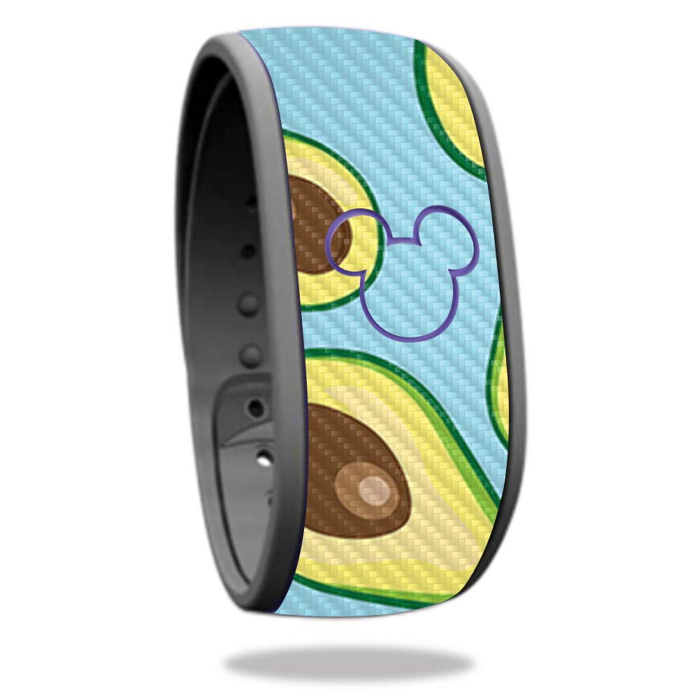 MightySkins Carbon Fiber Skin for Disney MagicBand - Blue Avocados | Protective & Durable Textured Cover | Easy to Apply & Remove | Made in USA | Perfect for Theme Parks & Disney Vacations