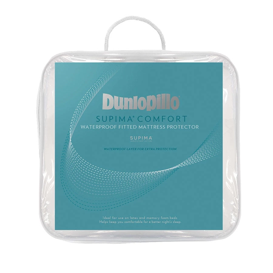 Dunlopillo Supima Comfort Waterproof Fitted Mattress Protector - Single Size, Hypoallergenic & Breathable for Allergy Relief - Perfect for Kids' Beds, Guest Rooms & Allergy Sufferers