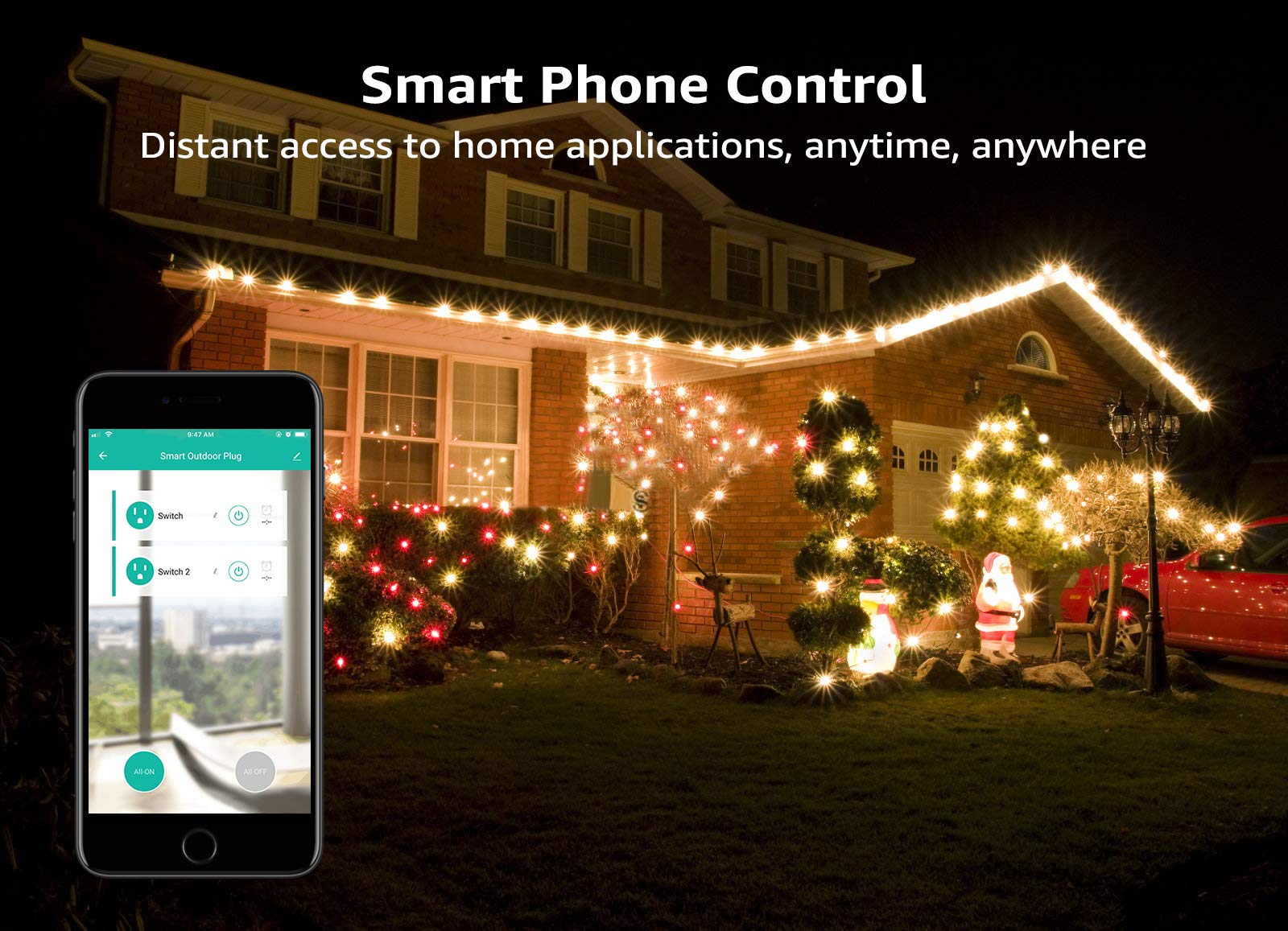 LITEdge WiFi Outdoor Smart Plug 250V - 2 Independently Controlled Sockets, Waterproof, Compatible with Google Home & Alexa, APP Remote Timer - Ideal for Patio Lights, Pool Pumps & Holiday Decorations (Pack of 2)