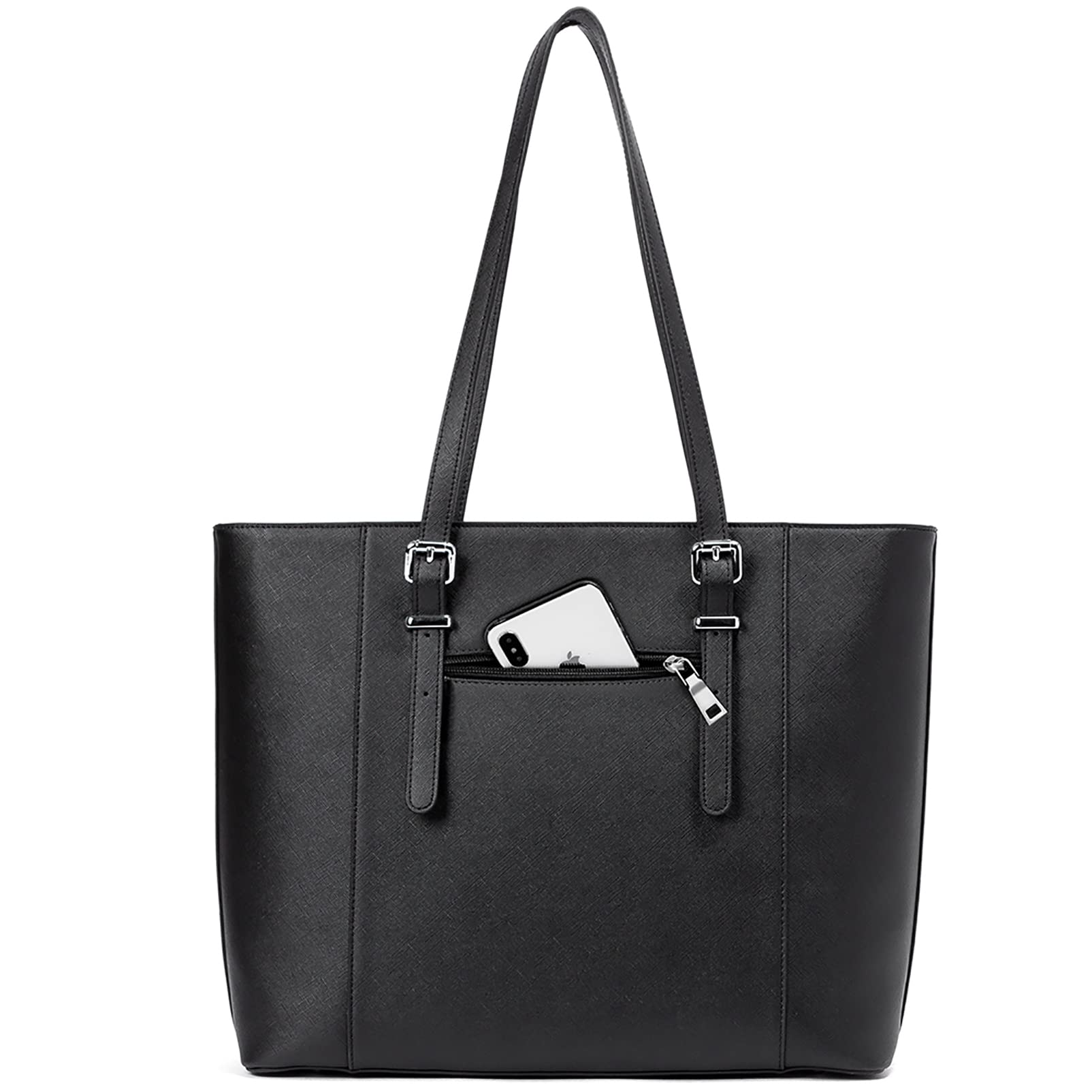 Premium Telena 15.6 Inch Leather Laptop Tote Bag for Women - Stylish Shoulder Briefcase with Large Capacity - Perfect for Work, Business Meetings & Daily Commute