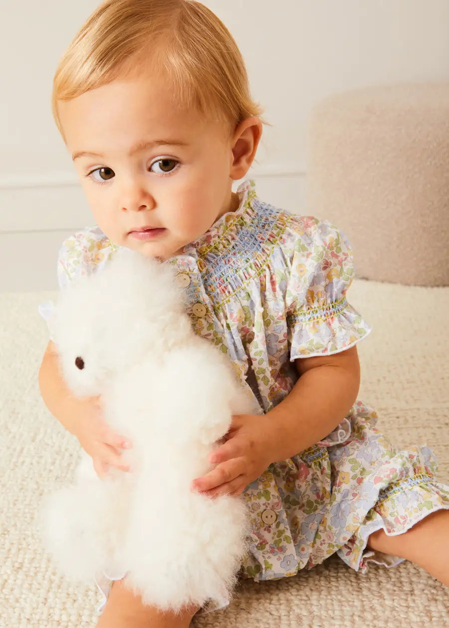 Premium White Teddy Bear - 100% Soft Alpaca Fur Stuffed Animal Plush Toy | Perfect Gift for Kids, Valentine's Day & Nursery Decor