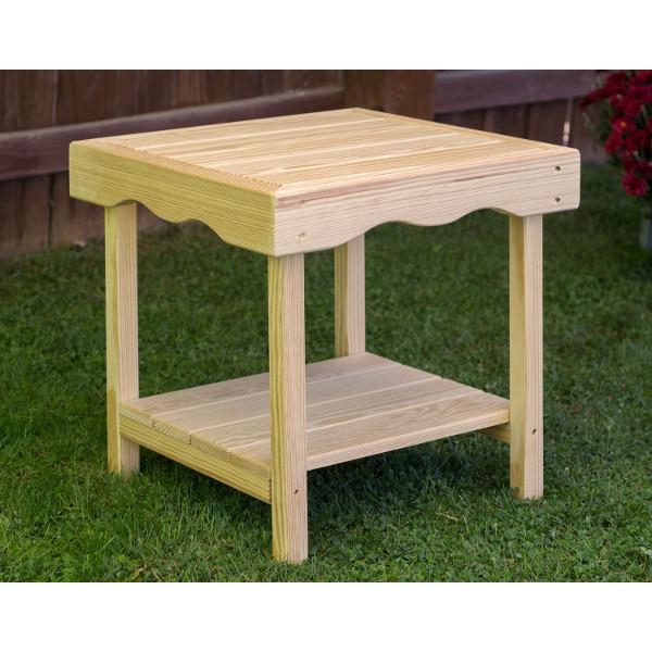 Treated Pine Rectangular End Table - Rustic Wood Side Table for Living Room, Bedroom & Patio - Durable Outdoor/Indoor Coffee Table Accent Furniture