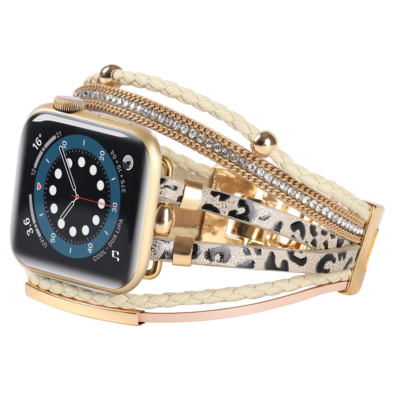 WONMILLE Genuine Leather Bands for Apple Watch 41mm 40mm 38mm 45mm 44mm 42mm 49mm - Boho Bracelet Strap Compatible with iWatch Series Ultra 10 9 8 7 6 5 4 3 2 1 SE - Perfect for Workouts, Office Wear & Casual Fashion Accessories