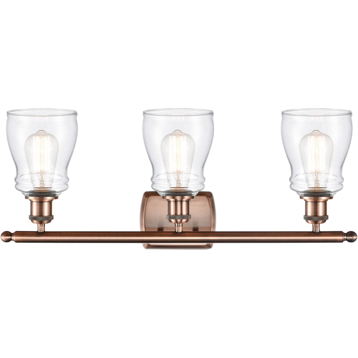 Ellery 3-Light Bathroom Vanity Light in Antique Copper - Ballston Collection - Dimmable LED Fixture for Modern & Traditional Bathrooms