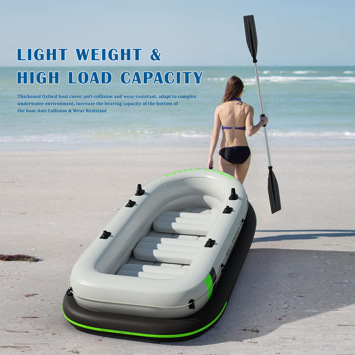 **YUEWO Heavy Duty Inflatable Boat for Adults - 2-Person Fishing Dinghy, Kayak & Canoe for Rivers & Lakes - Includes 2 Paddles - Perfect for Fishing, Camping & Water Adventures**