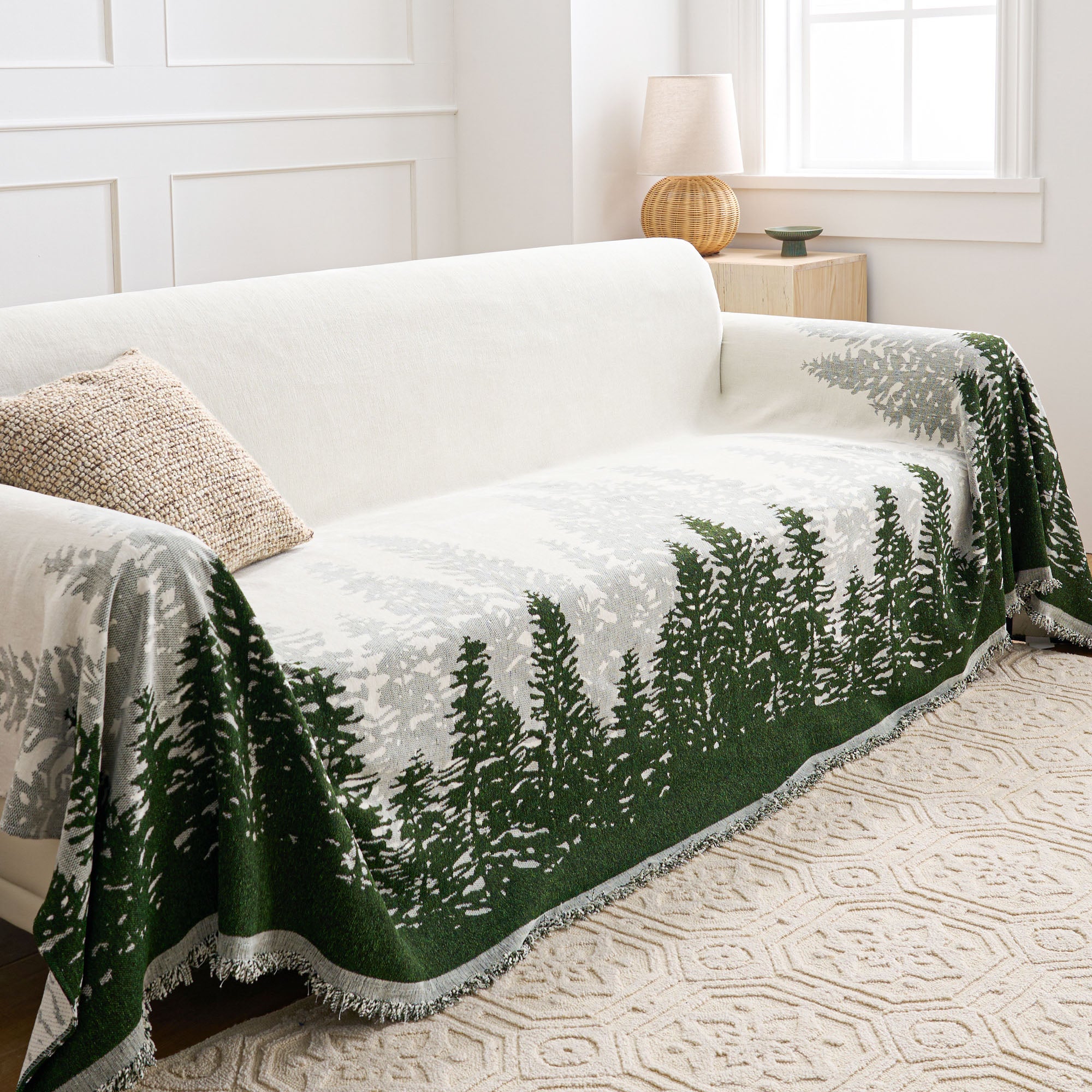 Fern Forest Sofa Cover - Soft Stretchable Couch Slipcover for Living Room, Home Decor & Protection - Perfect for Pets, Kids & Everyday Use
