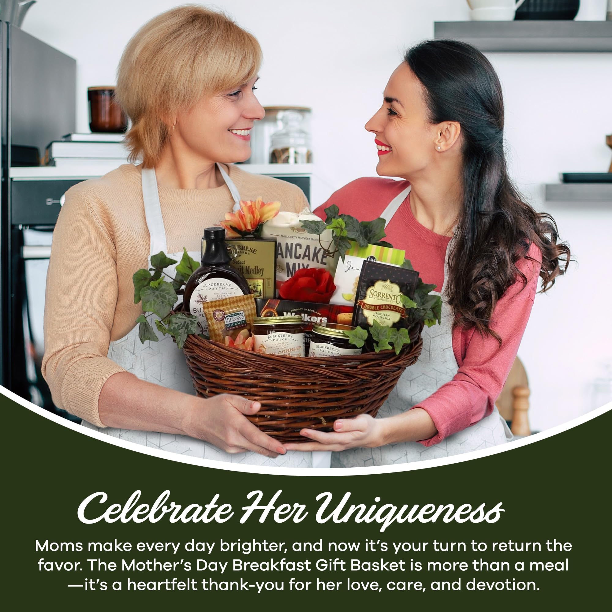 Gourmet Mother's Day Breakfast Gift Basket - Deluxe Pancake Mix, Jam, Syrup & Snacks Set - Unique Birthday, Holiday & Spa Gift Box for Women - Elegant Present for Mom, Wife, Grandma | Perfect for Mother's Day, Anniversary & Special Occasions