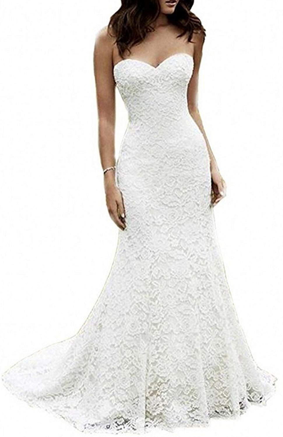 Elegant Mermaid Lace Wedding Dress for Women 2025 - Long Boho Beach Bridal Gown with Simple Design RWD70 | Perfect for Beach Weddings, Boho Chic Ceremonies & Romantic Outdoor Vows