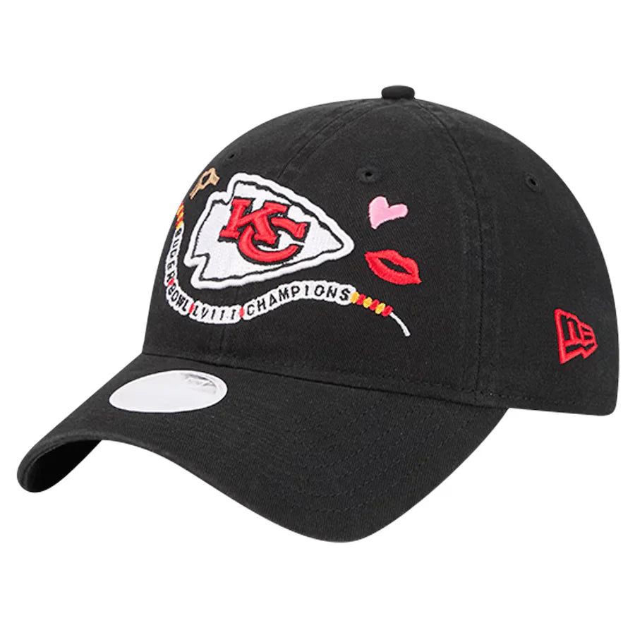 New Era Kansas City Chiefs Women's 9Twenty Adjustable Black Snapback Hat - Perfect for NFL Games, Tailgating & Casual Wear