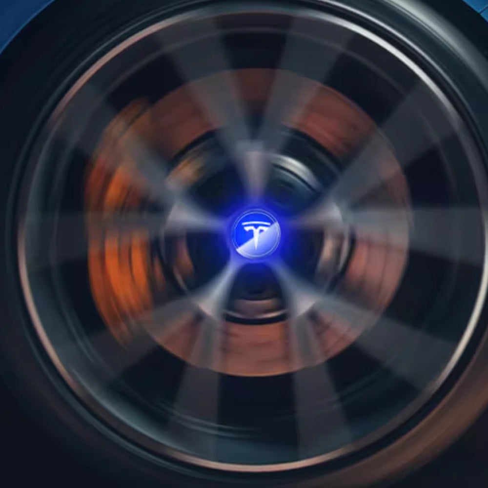 EVBASE Tesla Logo Model 3/Y LED Wheel Hub Caps (4PCS) - Waterproof LED Center Caps for Night Driving & Car Customization - Perfect for Tesla Enthusiasts & Car Modifications