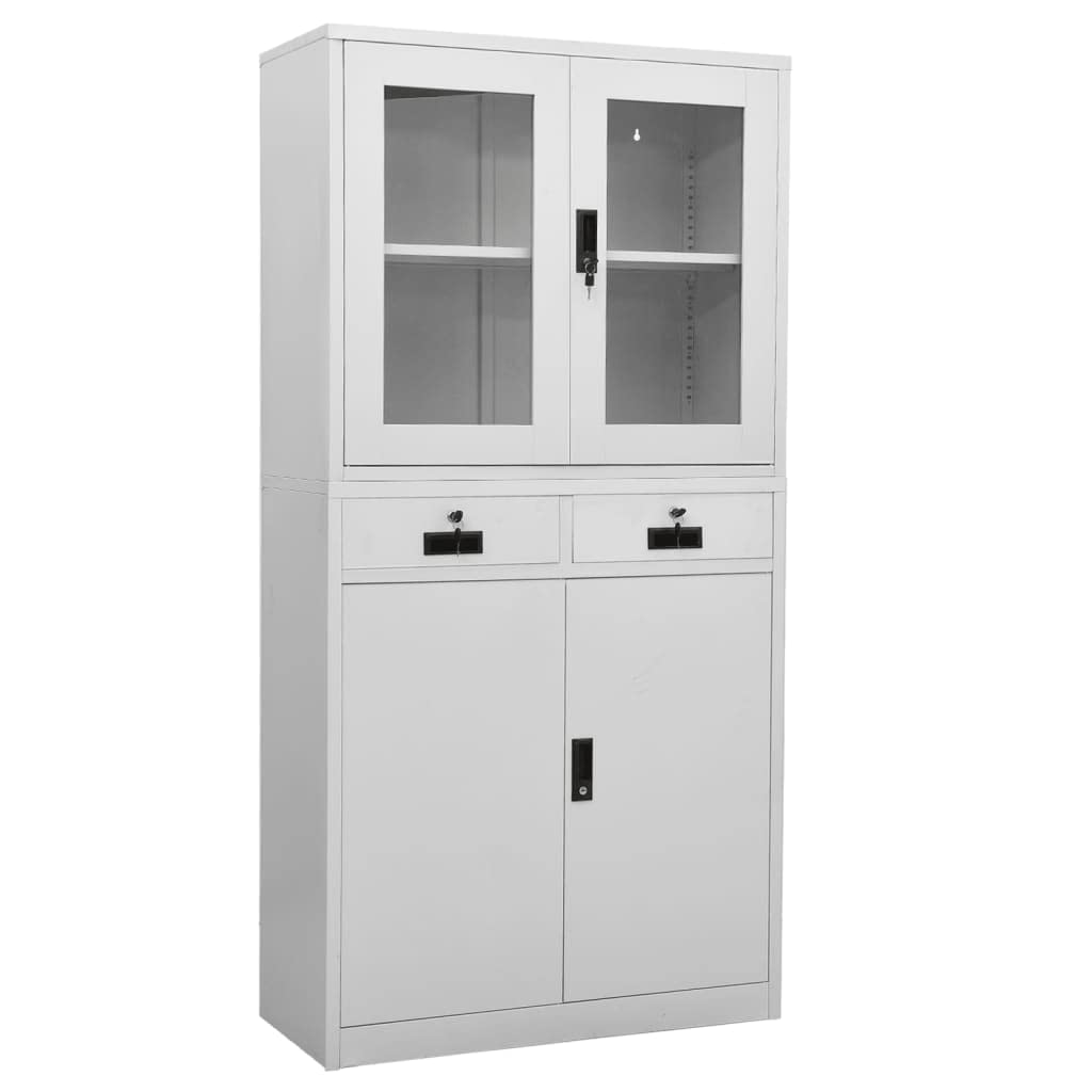 vidaXL Office Storage Cabinet with Steel Frame & Tempered Glass Doors - 5 Color Options for Home Office, Living Room, or Bedroom Organization