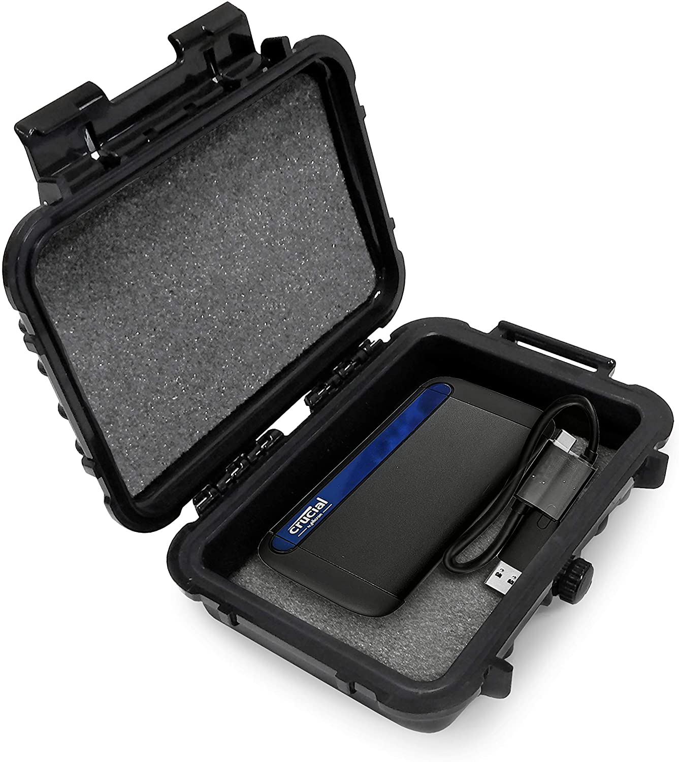 CASEMATIX Waterproof Hard Drive Case for Crucial X8 1TB/500GB Portable SSD - Shockproof Protective Storage Pouch with Accessory Pocket | Perfect for Travel, Outdoor Adventures & Data Backup