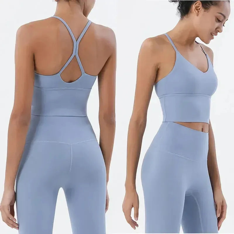 Women's Sports Bra and Leggings Set - Naked Feeling Gym Workout Outfit | Breathable Yoga Fitness Clothing for Running, Pilates & Home Exercises