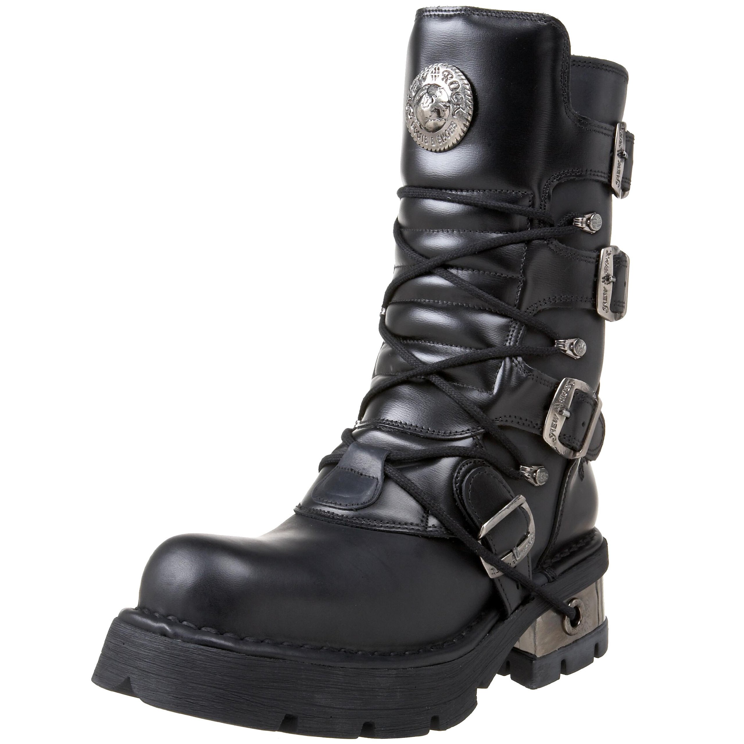 New Rock Men's Boots - Stylish & Durable Leather Combat Boots for Motorcycle Riding, Hiking & Outdoor Adventures