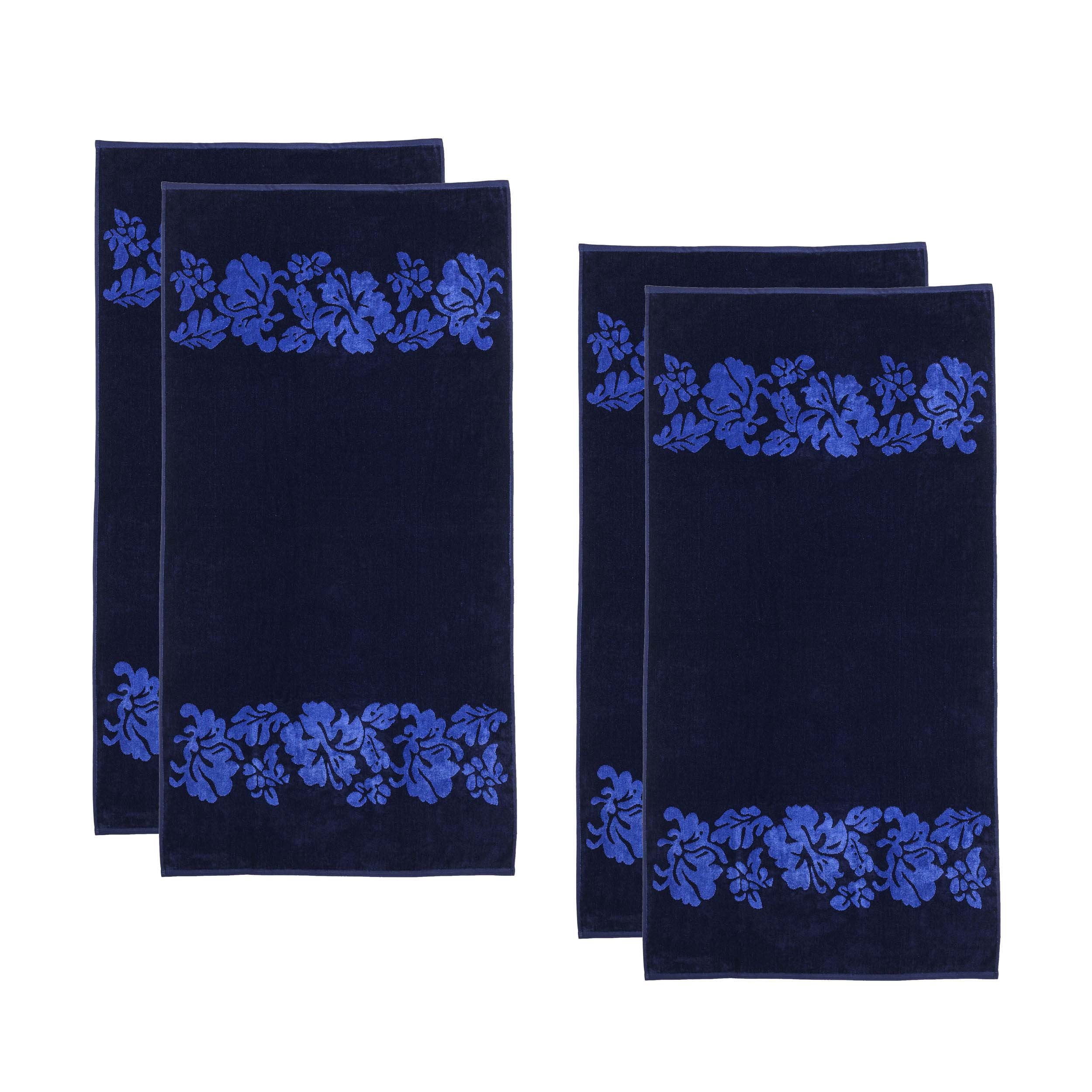 Floral Oversized Cotton 4-Piece Beach Towel Set | Soft Absorbent Quick-Dry Bath Towels for Pool, Beach, Yoga & Gym | Summer Essential for Women & Men
