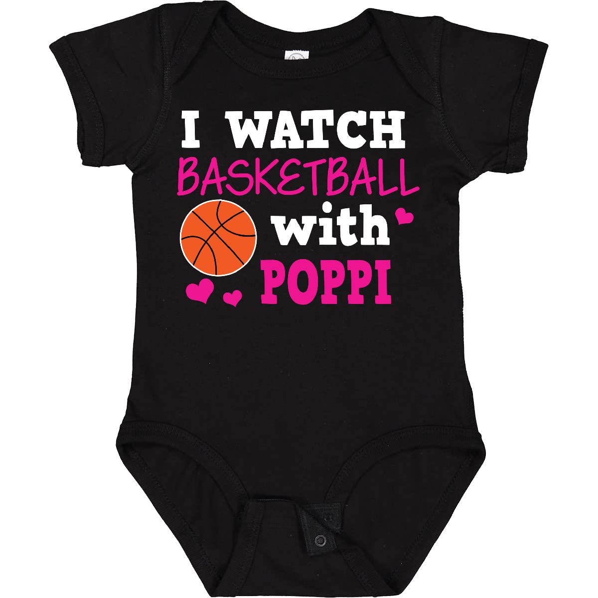 Inktastic I Watch Basketball with Poppi Baby Bodysuit - Cute Unisex Infant Onesie for Basketball Fans, Grandparents & Family Bonding - Perfect for Game Day, Family Photos & Casual Outfits