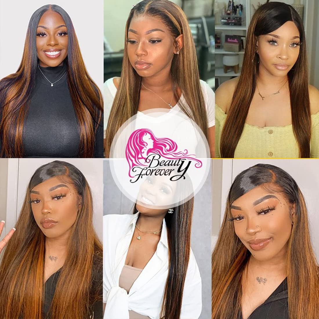 Beauty Forever Malaysian Straight Virgin Human Hair Weaves - 3 Bundles #FB30 Balayage Ombre Hair Extensions (20/22/24 Inch) for Styling & Volume - Perfect for Daily Wear, Parties & Special Occasions