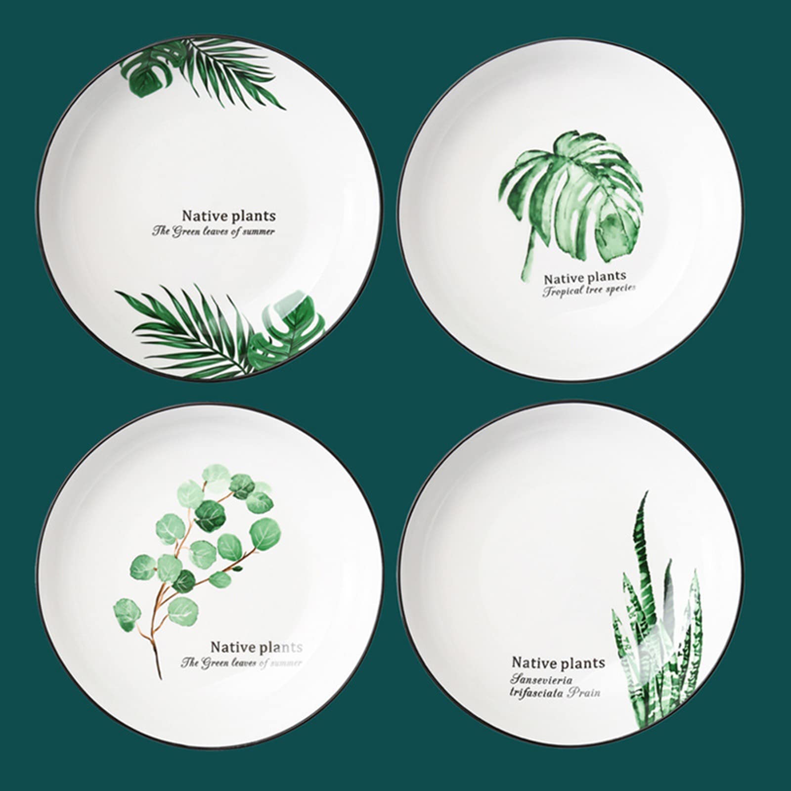 4-Piece Round Stoneware Dinnerware Set - 10-Inch Dishwasher Safe Plates for 4 - Perfect for Family Dinners, Restaurants & Entertaining Guests