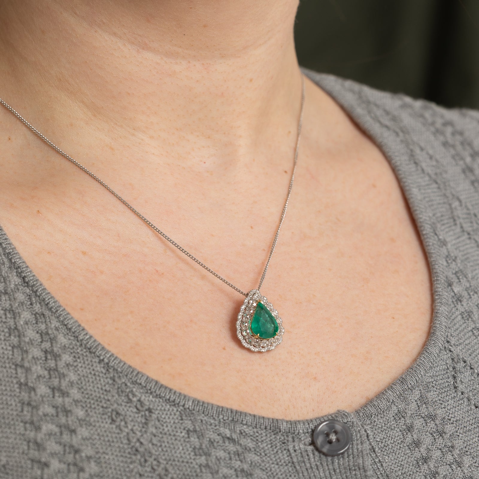 3.70ct Emerald & 1.05ctw Diamond Convertible Pendant & Ring - Size 6.25 | Elegant Jewelry for Weddings, Anniversaries & Special Occasions
