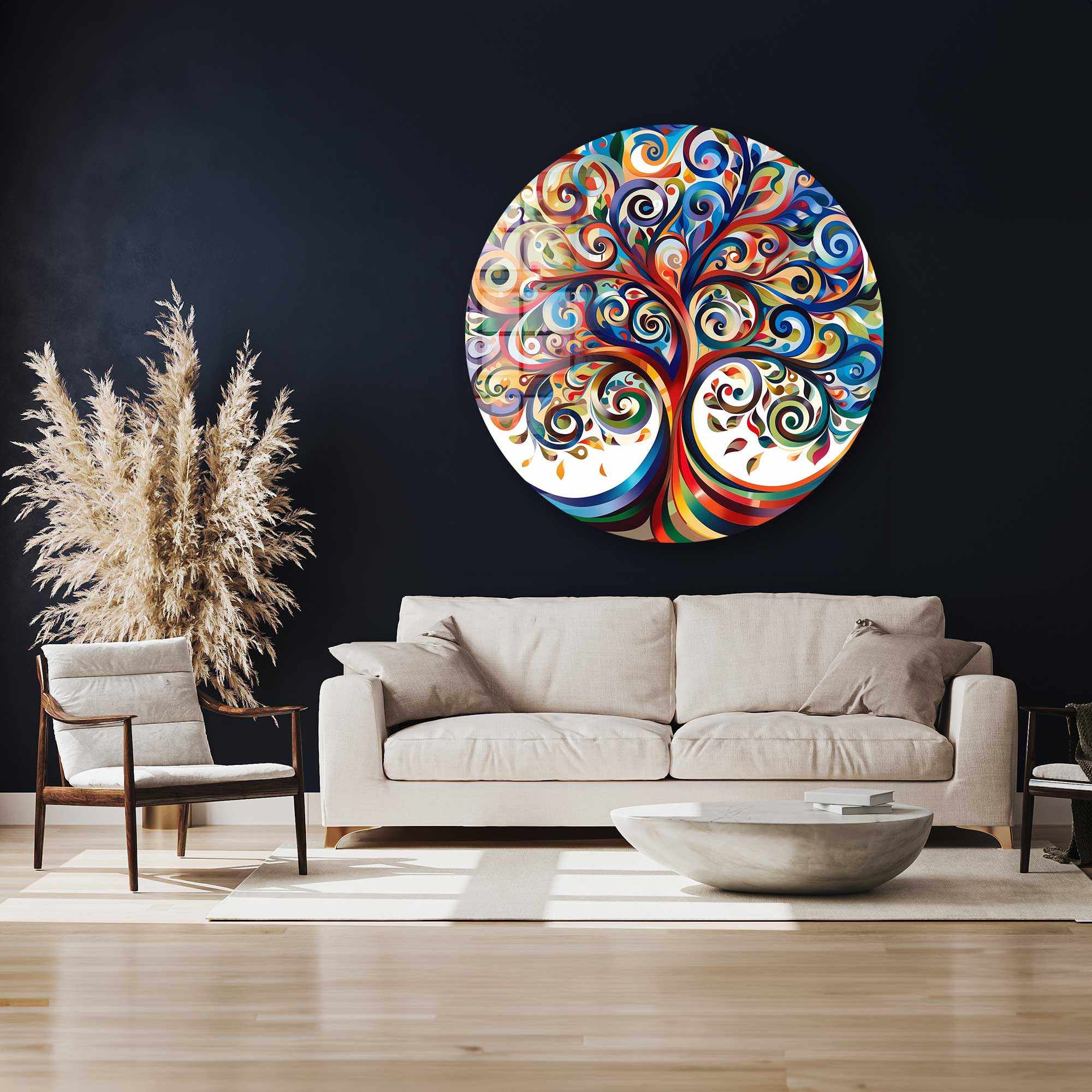Tree of Life Rounded Glass Wall Art - Elegant Home Decor for Living Room, Bedroom & Office - Perfect for Gifts & Spiritual Spaces