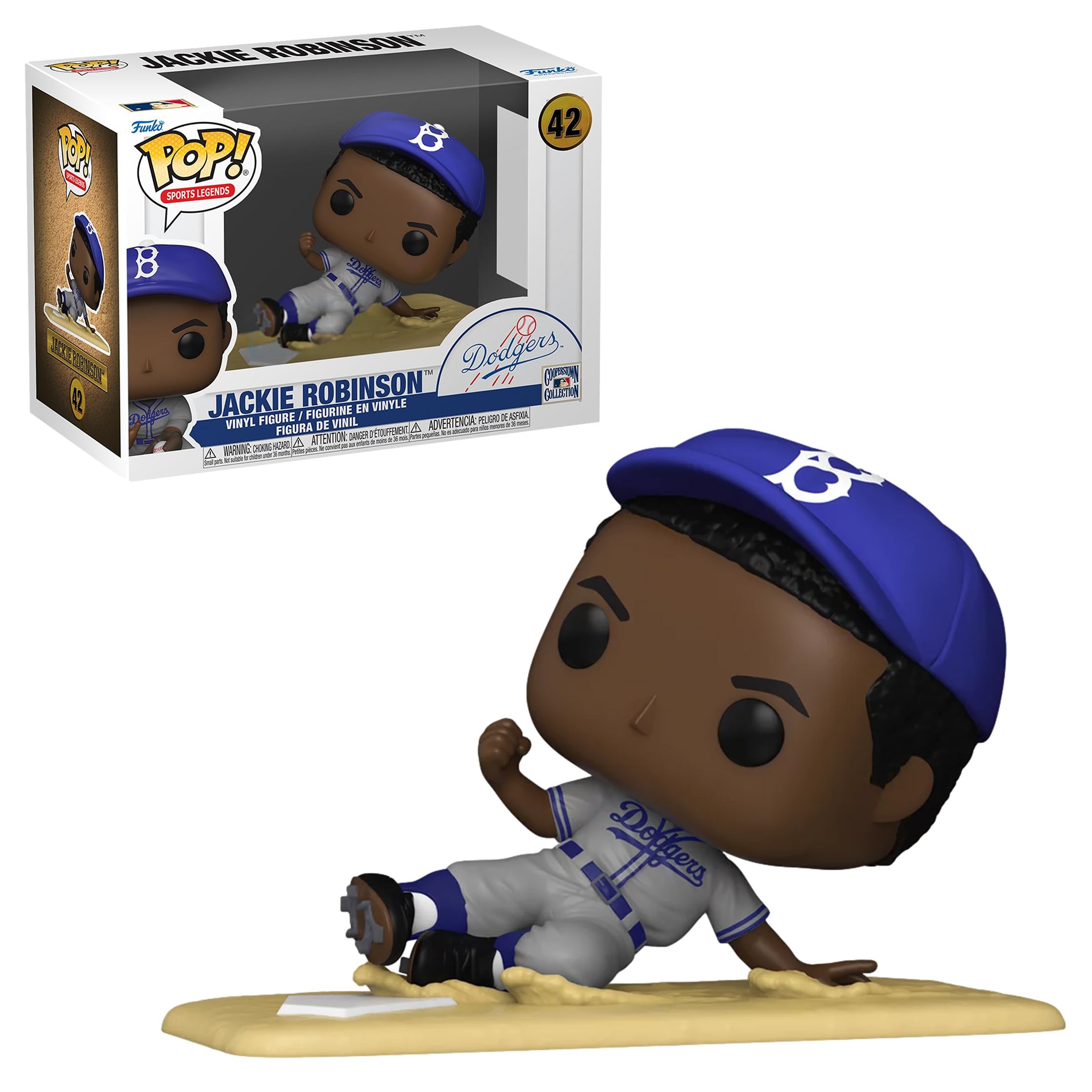 Funko Pop! Jackie Robinson (Slide) Vinyl Figure - Walmart Exclusive Collectible Toy for Baseball Fans & Sports Memorabilia Collectors - Perfect for Display, Gifts, and Home Decor