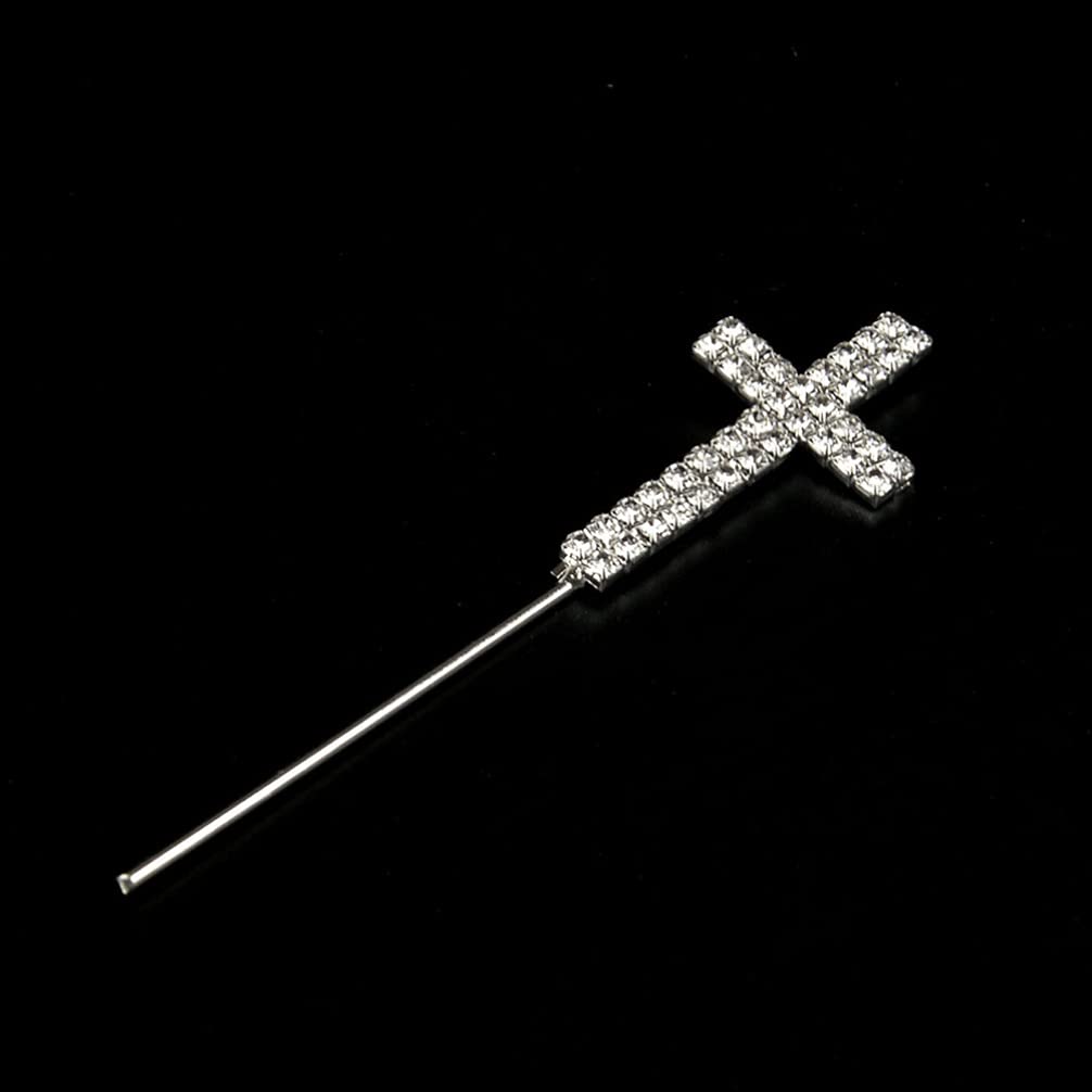 2pcs Elegant Rhinestone Cross Cake Toppers - Fruit Picks for Cupcake Decorations | Perfect for Baptism, Wedding, and Birthday Party Celebrations