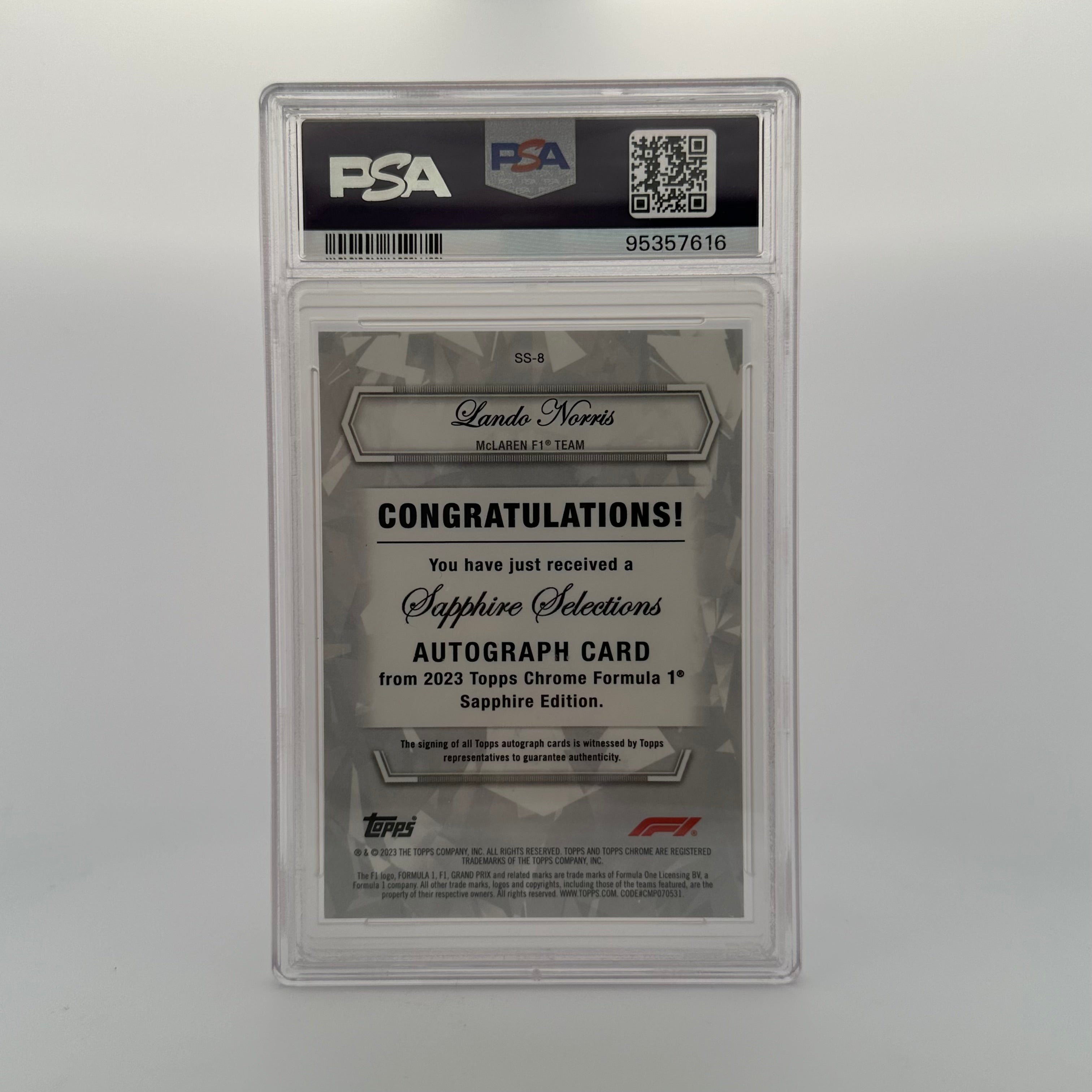 2023 Topps Chrome Sapphire Selections PSA 9 Lando Norris #SS8 Red Autograph - Rare F1 Racing Collectible for Fans & Card Investors