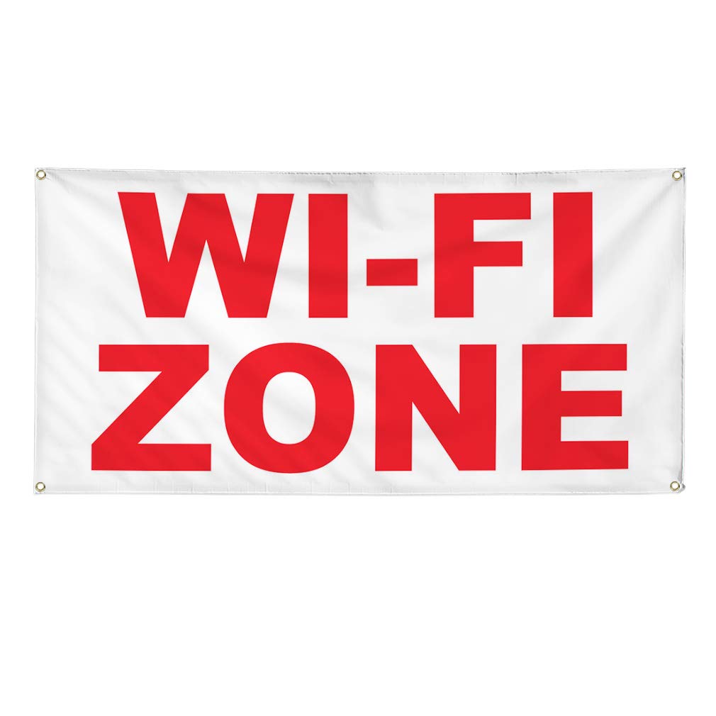 Wi-Fi Zone Red Vinyl Banner - Weatherproof Outdoor Business Sign (48x96 Inches) with 8 Grommets - Perfect for Storefronts, Events & Industrial Areas