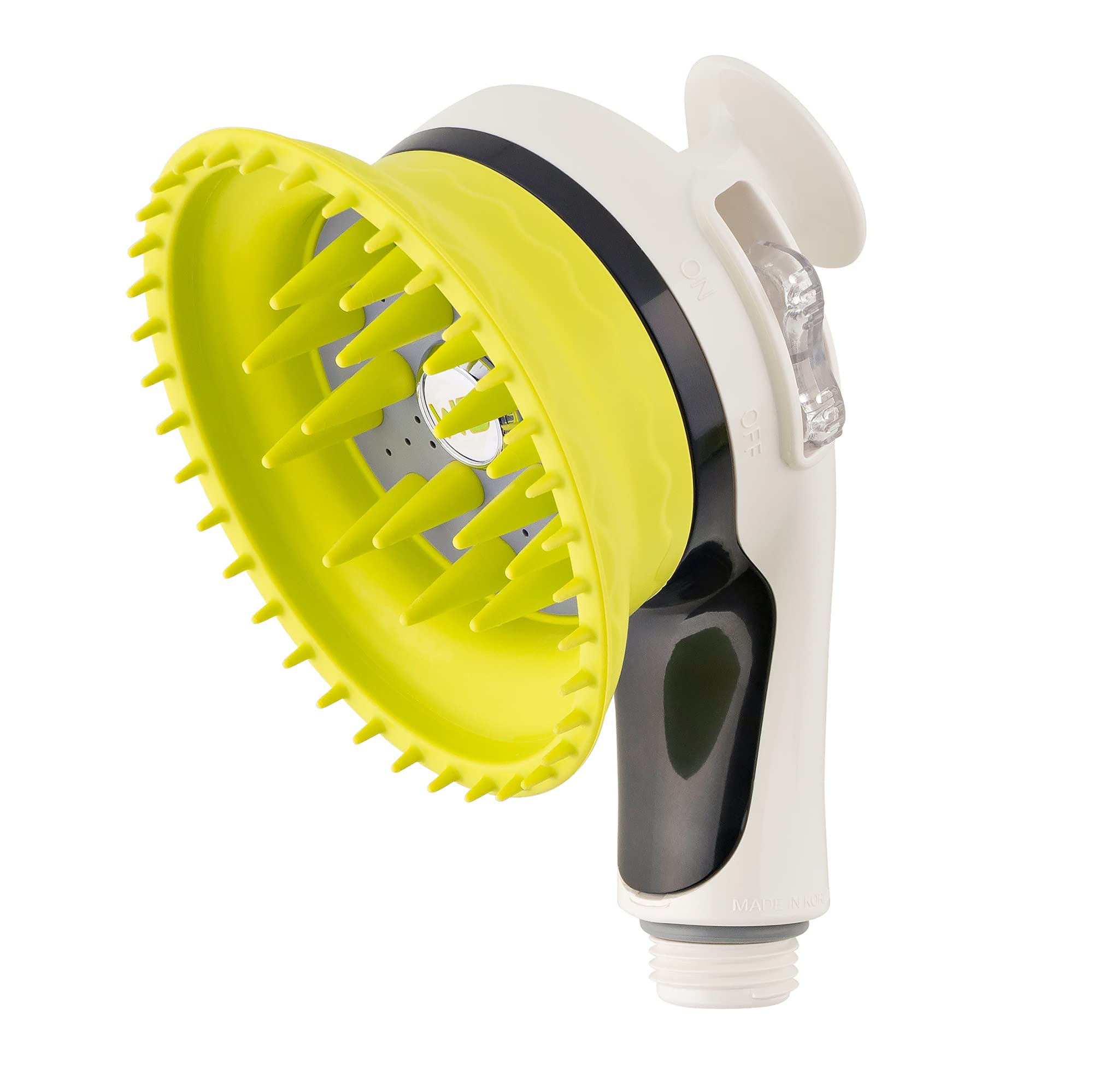 Wondurdog Pet Shower Brush with Rubber Grooming Teeth & Splash Shield - Dog Bath Brush for Grooming & Massaging - Perfect for Bath Time, Shedding Control & Coat Care