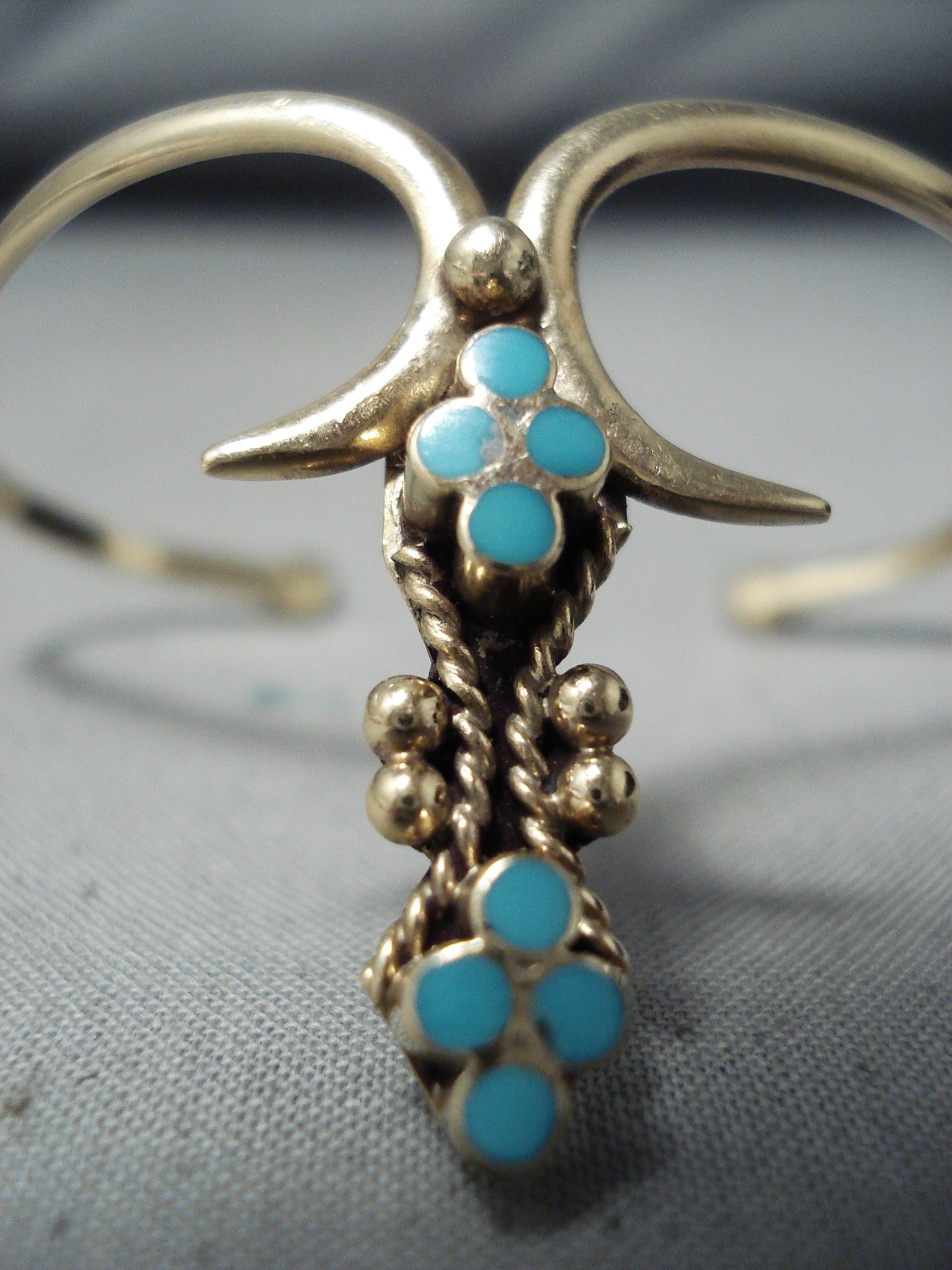 14K Gold Vintage Native American Navajo Turquoise Bracelet for Women - Handmade Signed Jewelry - Perfect for Boho, Western & Southwest Fashion